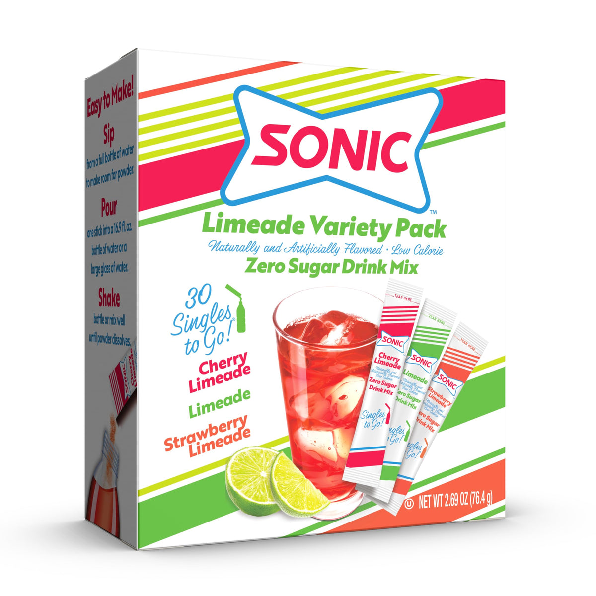 SINGLES TO GO limeade variety pack box for on the go hydration