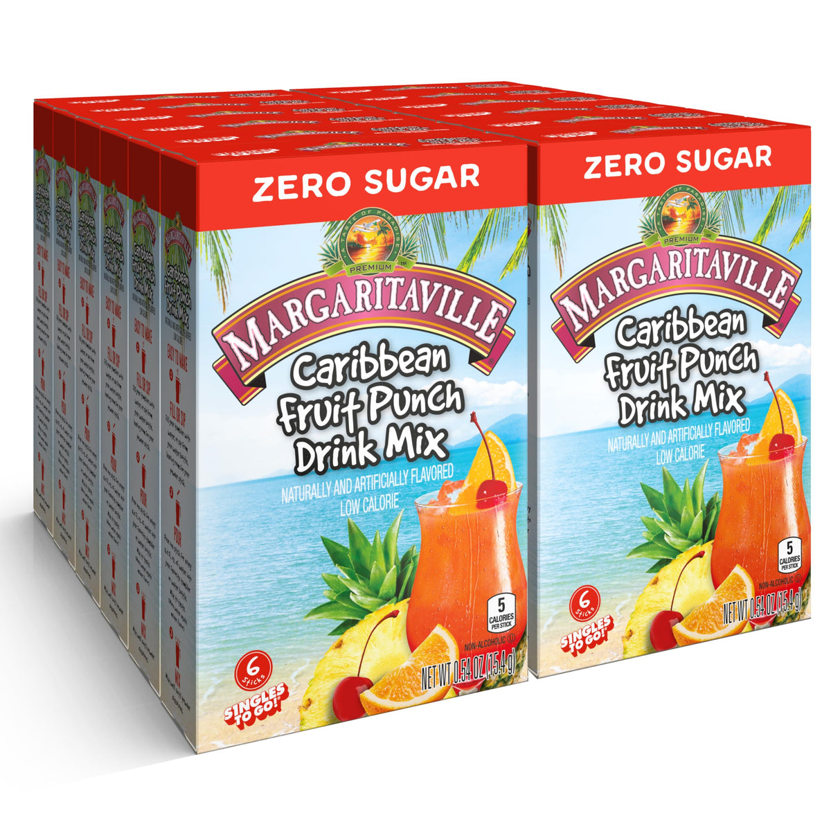 Singles To Go Margaritaville variety box with six flavors for versatile sipping.