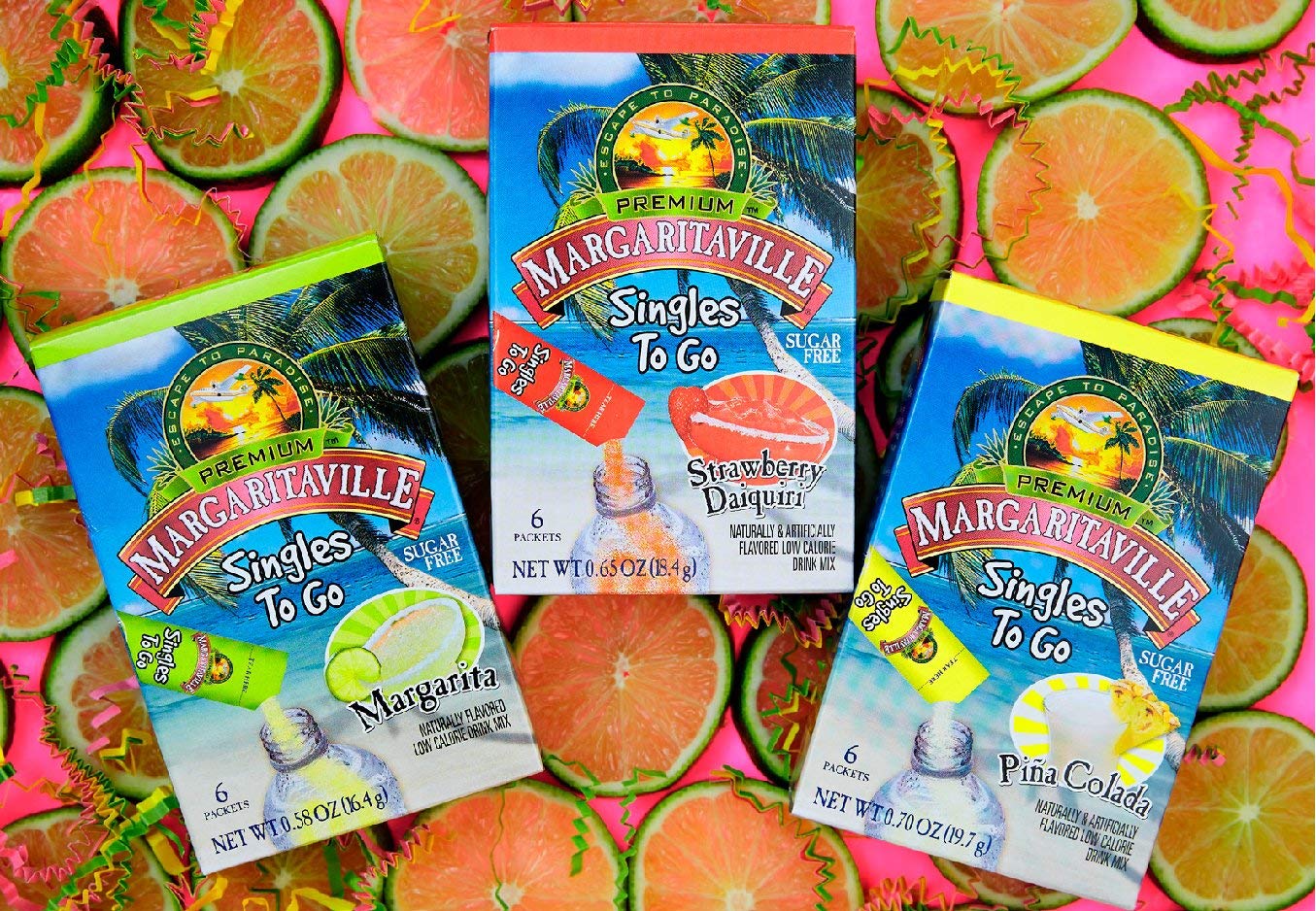 Travel pack of Margaritaville sticks ready for convenient hydration.