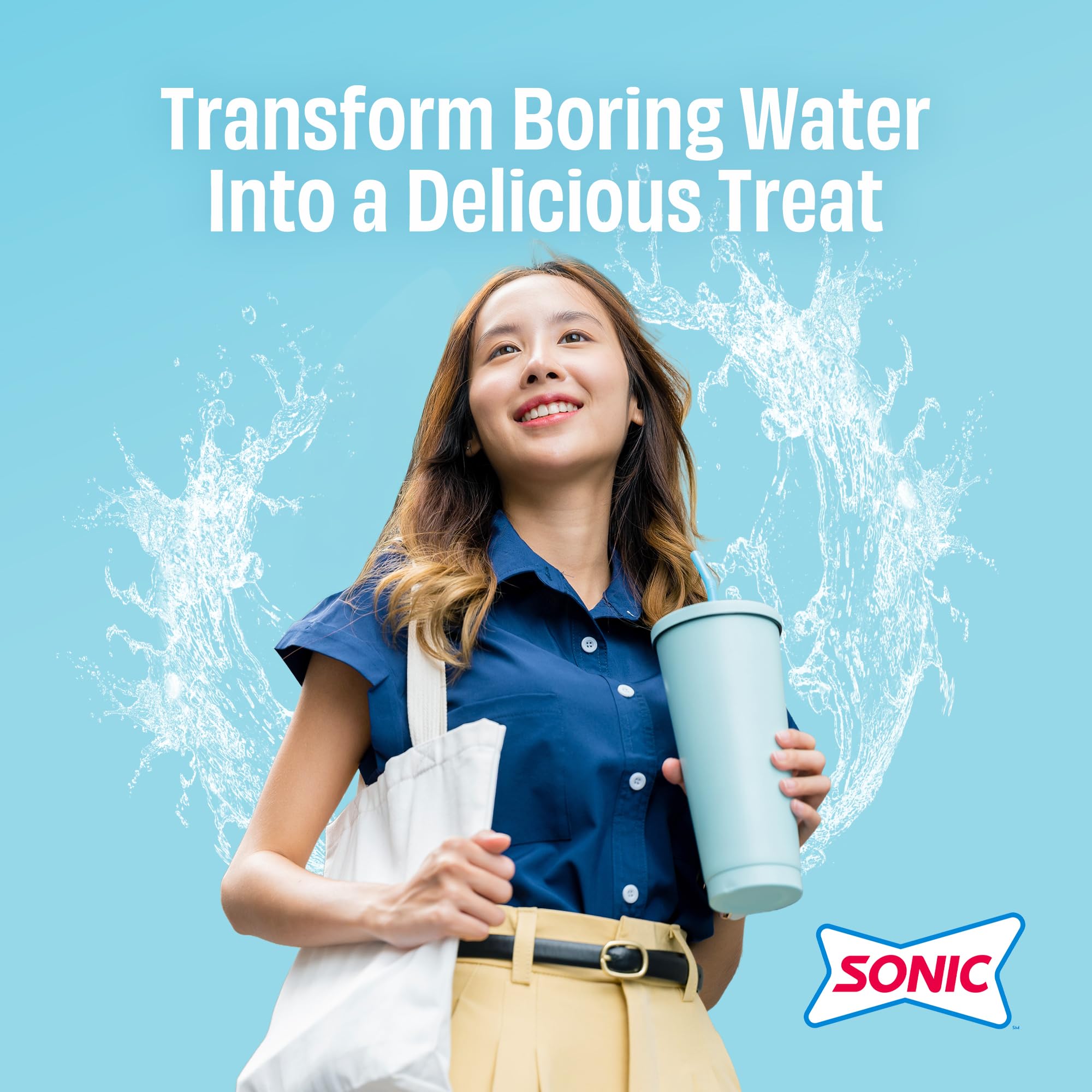 SINGLES TO GO! Ocean Water packet being poured into a water bottle for easy mixing.