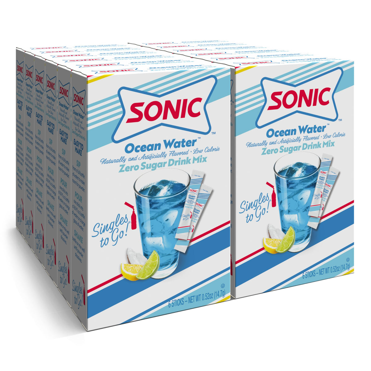 SINGLES TO GO Ocean Water stick pack for hydration on the go.