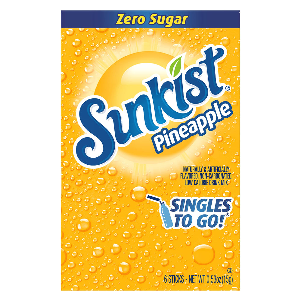 SINGLES TO GO Pineapple packets on the kitchen counter ready to mix