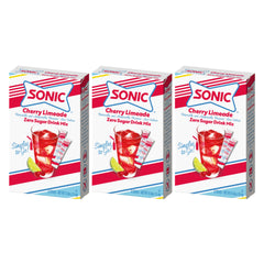 SINGLES TO GO Sonic Cherry Limeade box packaging shows three boxes for convenient on-the-go flavor.
