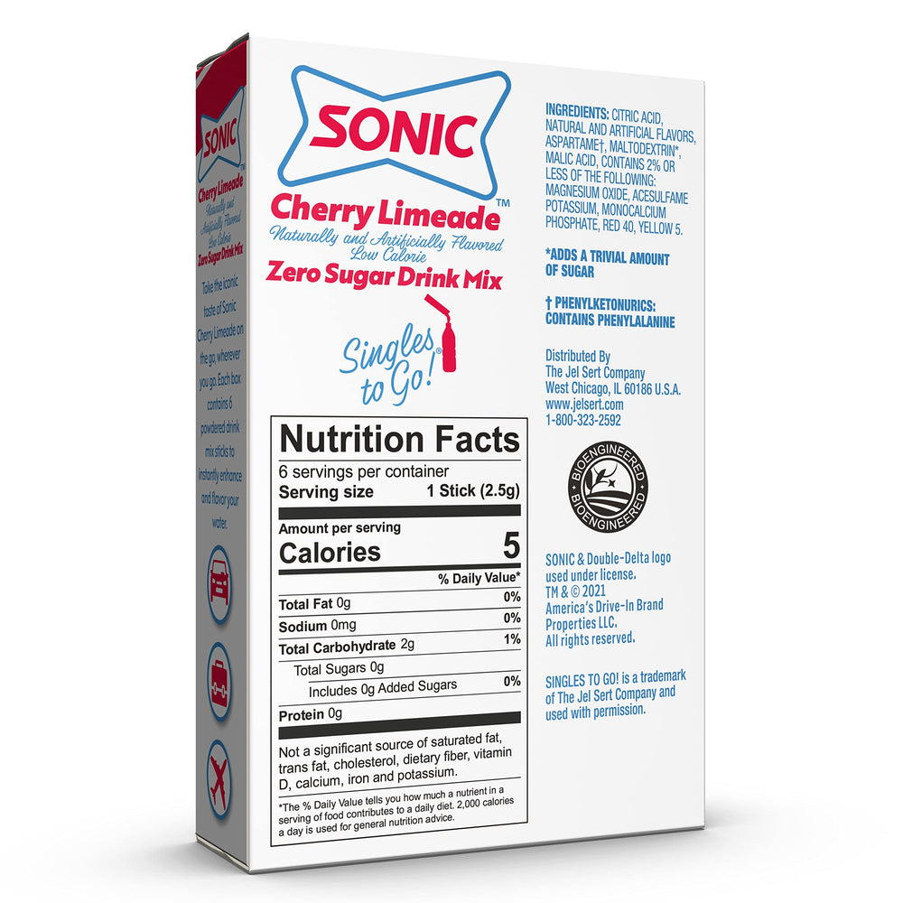 SINGLES TO GO Sonic Cherry Limeade packets ready to flavor water anywhere.