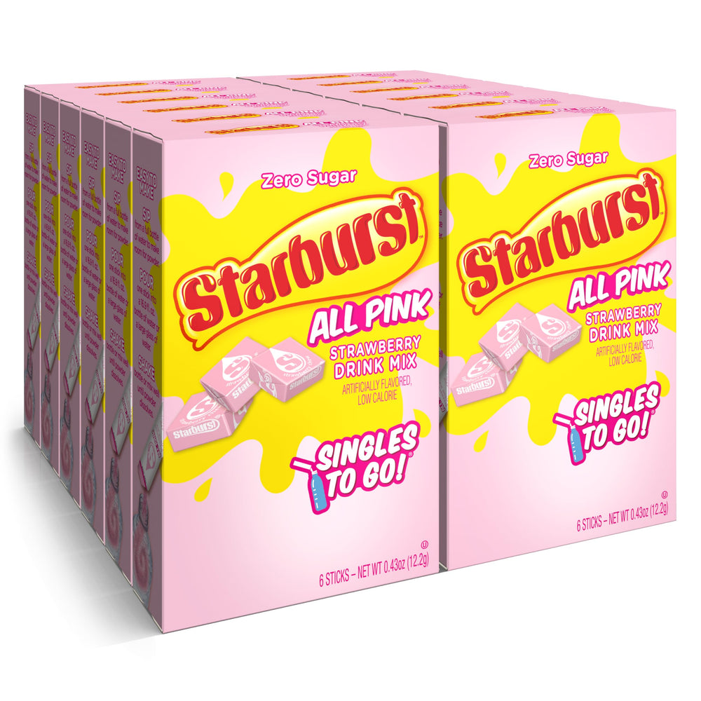 Starburst Singles To Go all-pink packet for quick, sugar-free flavor on the go