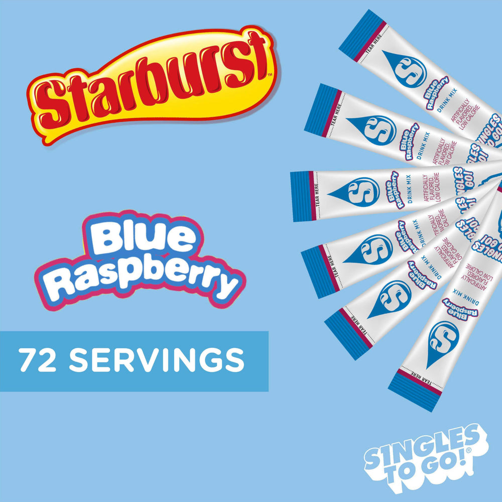 Starburst Singles To Go blue raspberry powder packet for quick flavor boost