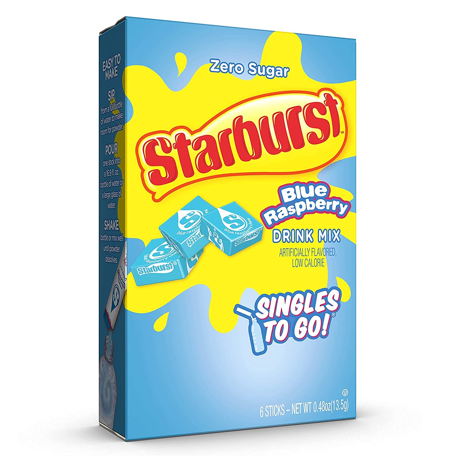 Starburst blue raspberry added to water bottle for quick hydration flavor.