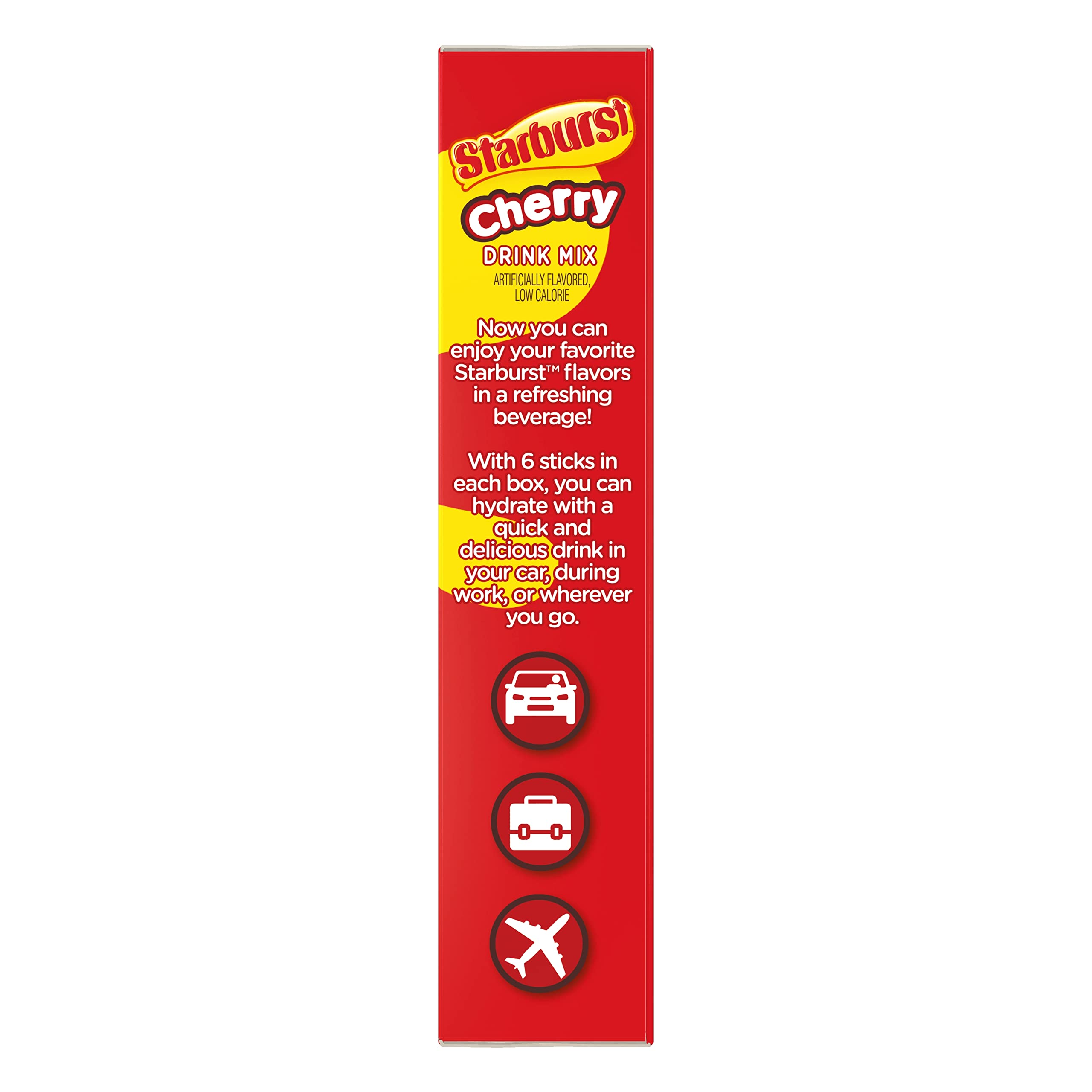 SINGLES TO GO Starburst Cherry back-label highlights ingredients and simple mixing steps.