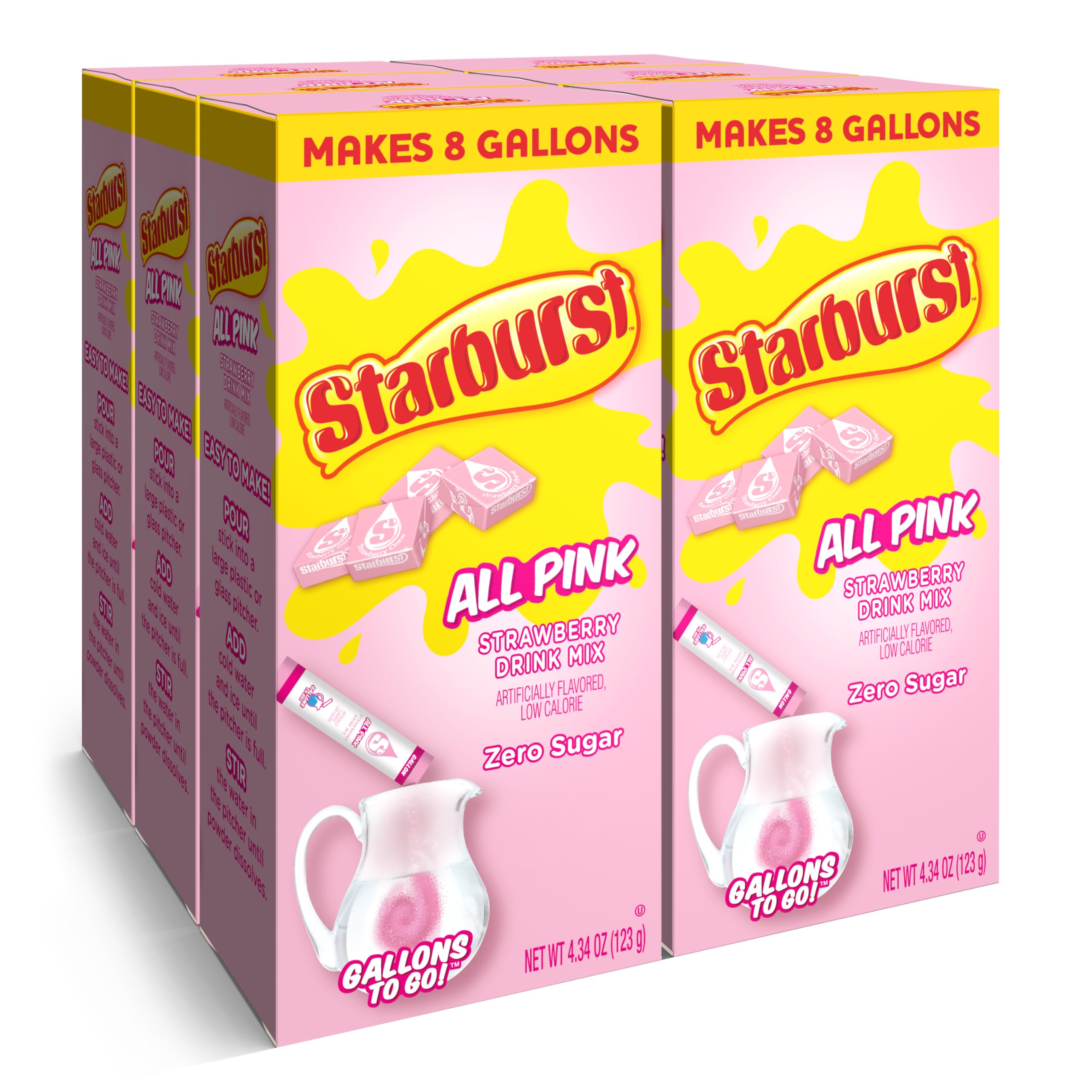 Starburst Gallons To Go packets flavor a one-gallon pitcher with zero sugar.