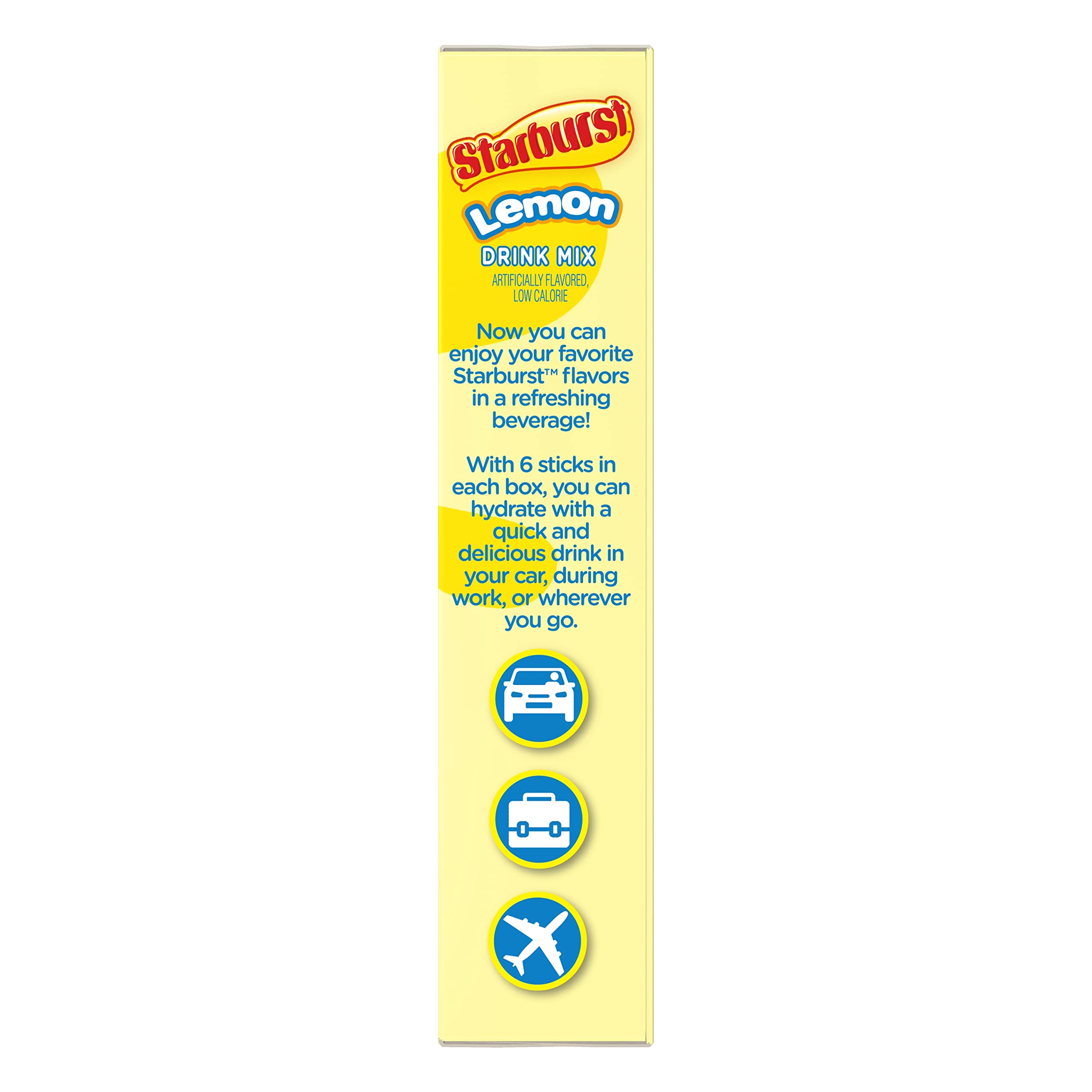 SINGLES TO GO Starburst Lemon just-add-water format boosts hydration with zesty citrus.