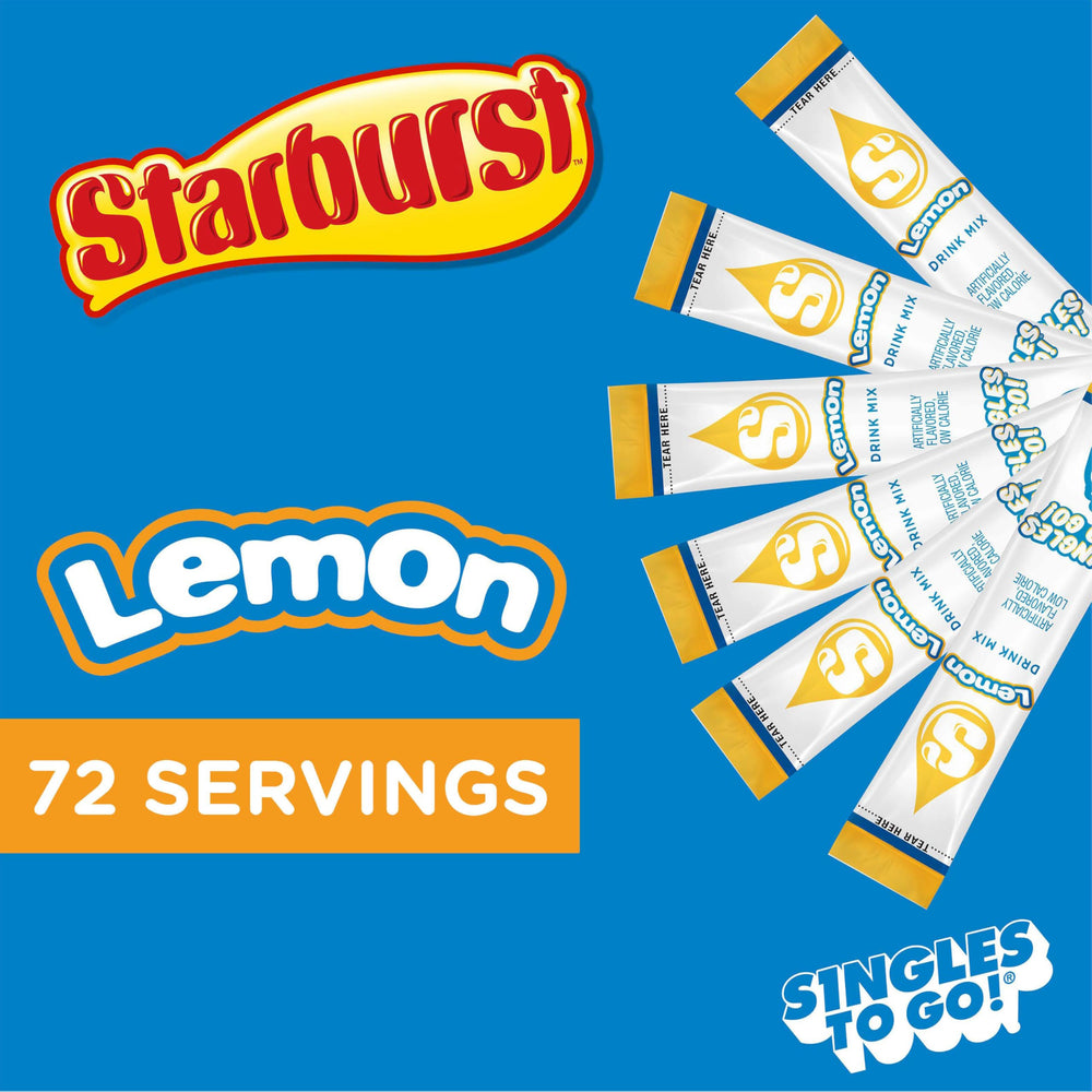 SINGLES TO GO Starburst Lemon powder stick dissolves in a 16.9 oz bottle