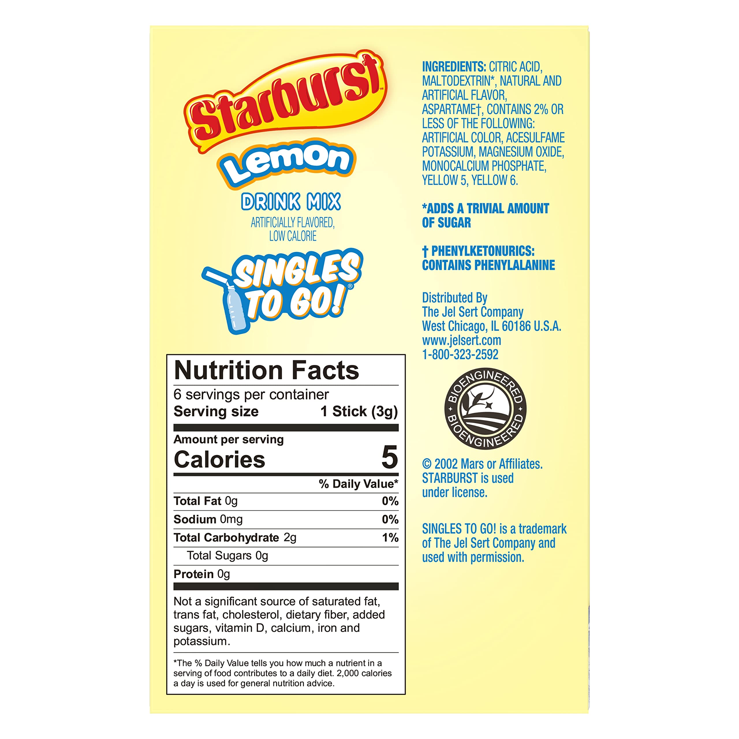 SINGLES TO GO Starburst Lemon packets ideal for quick, mess-free flavor anywhere.
