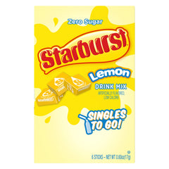 SINGLES TO GO Starburst Lemon powder dissolves quickly in water for a refreshing sip.