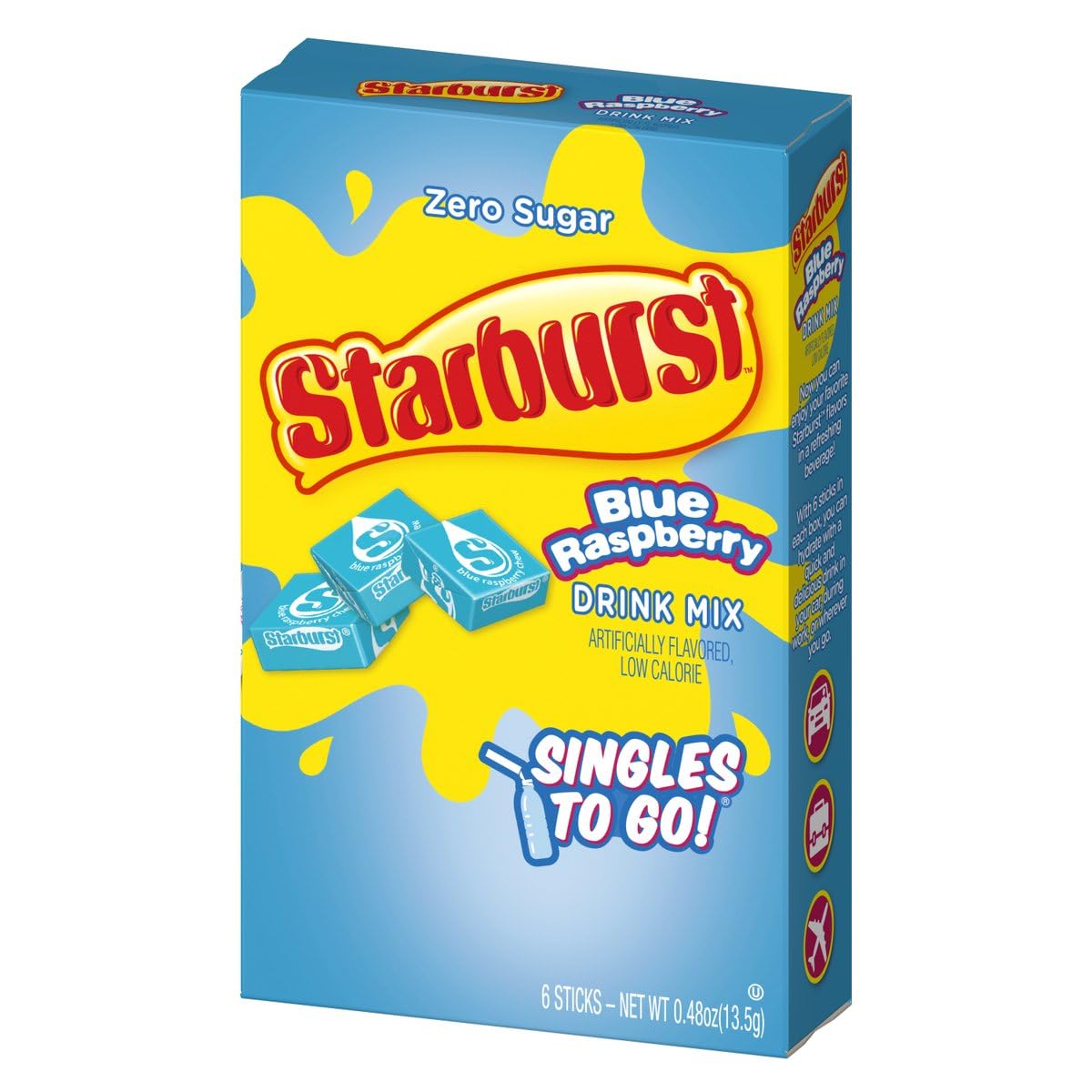 SINGLES TO GO! Starburst strawberry packet, creamy fruit flavor for anytime enjoyment.