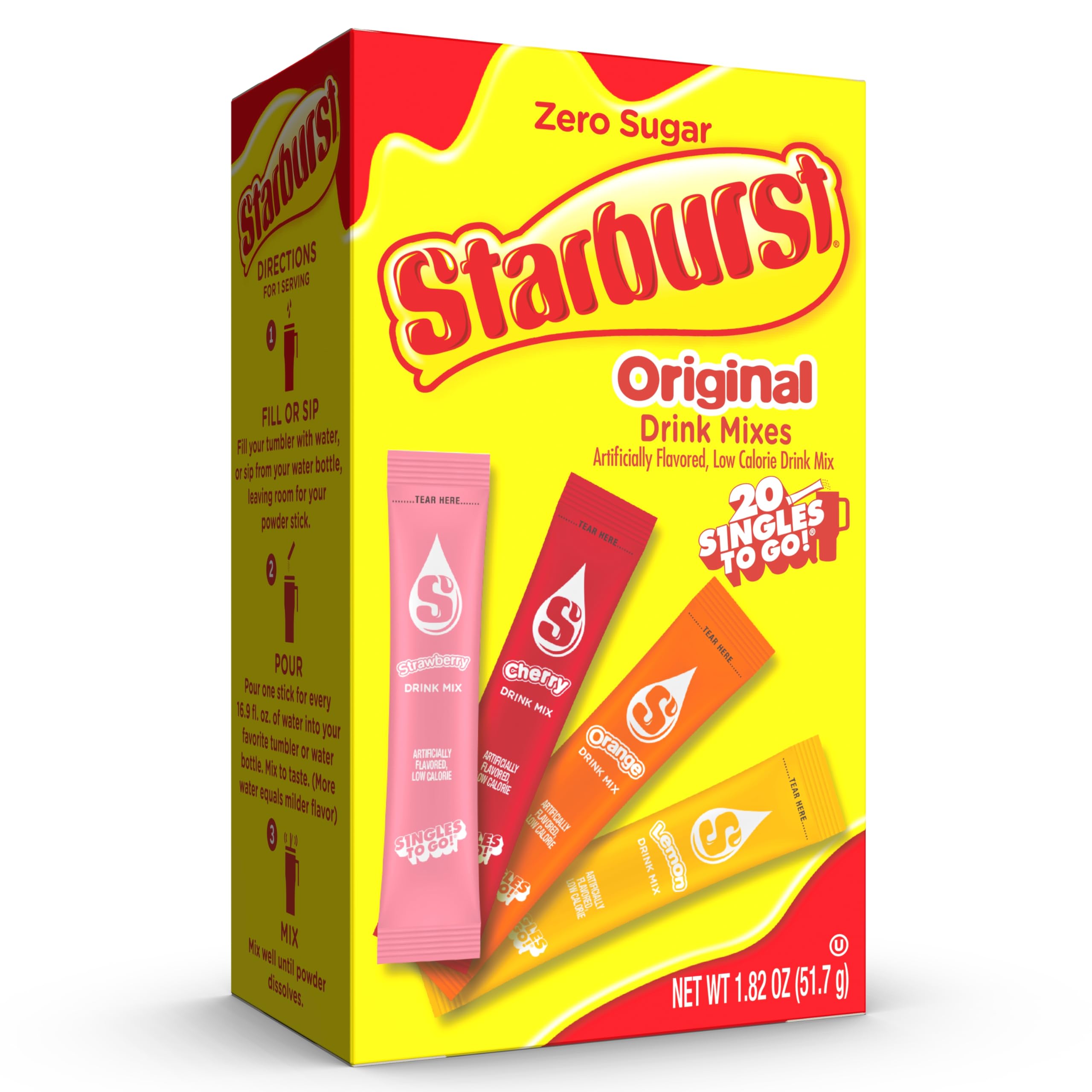 Starburst Singles to Go Watertok mix adds fruity flavor to water on the go.