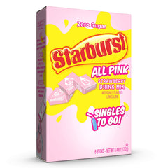 Starburst Singles To Go strawberry dissolving in water in a refreshing glass.