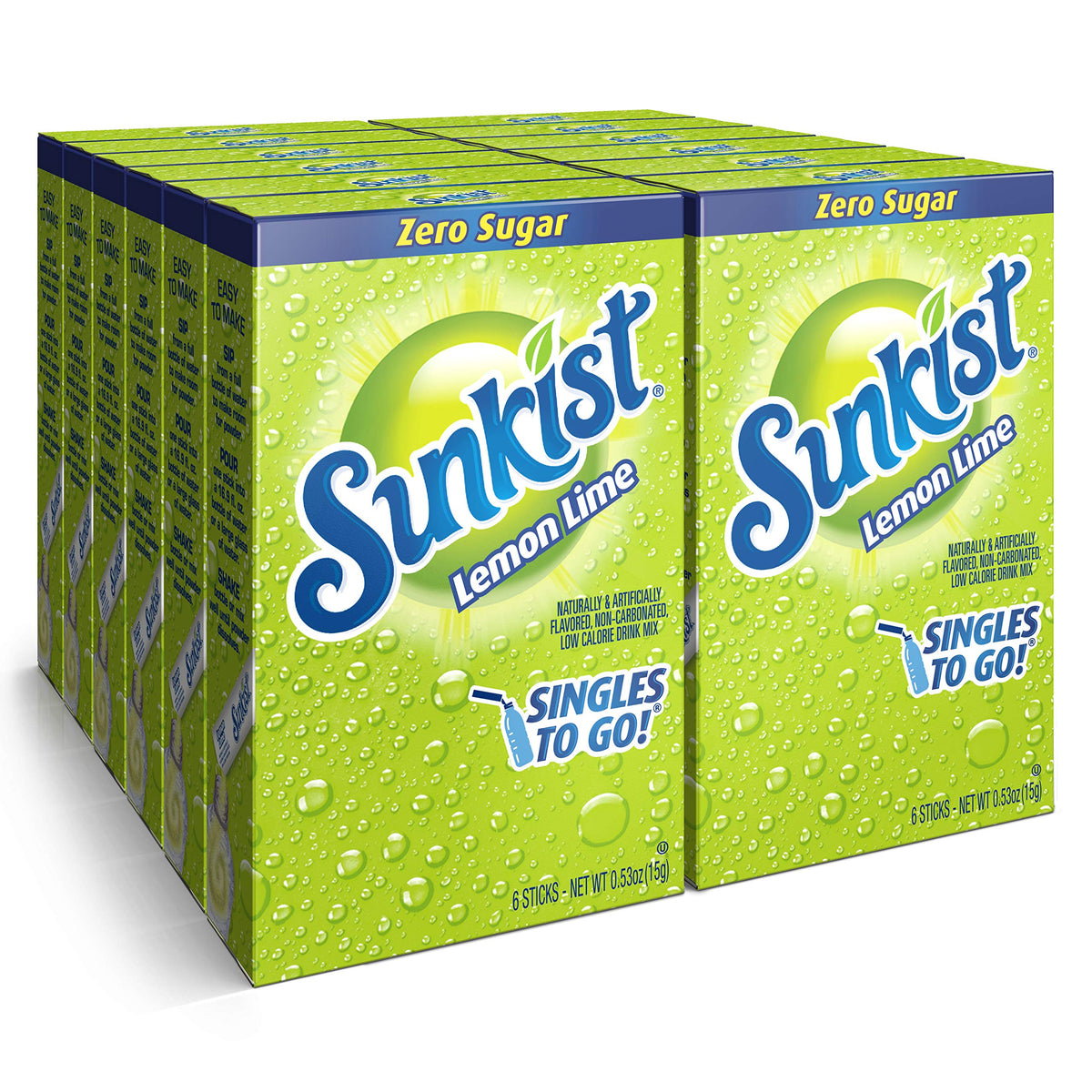SINGLES TO GO Sunkist bottle pour for on-the-go hydration with zero sugar.