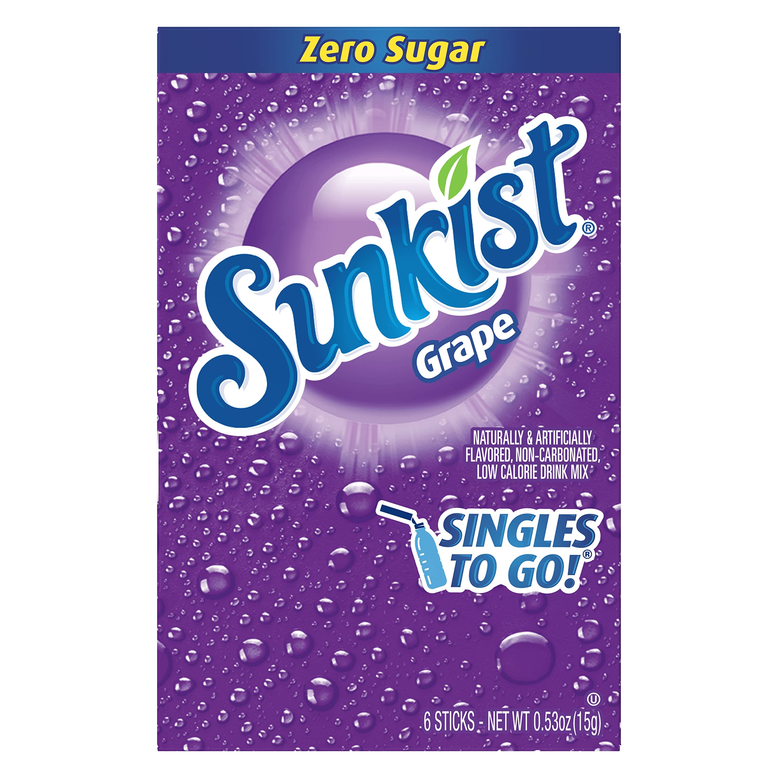 Six boxes contain thirty-six servings of Sunkist grape powder.