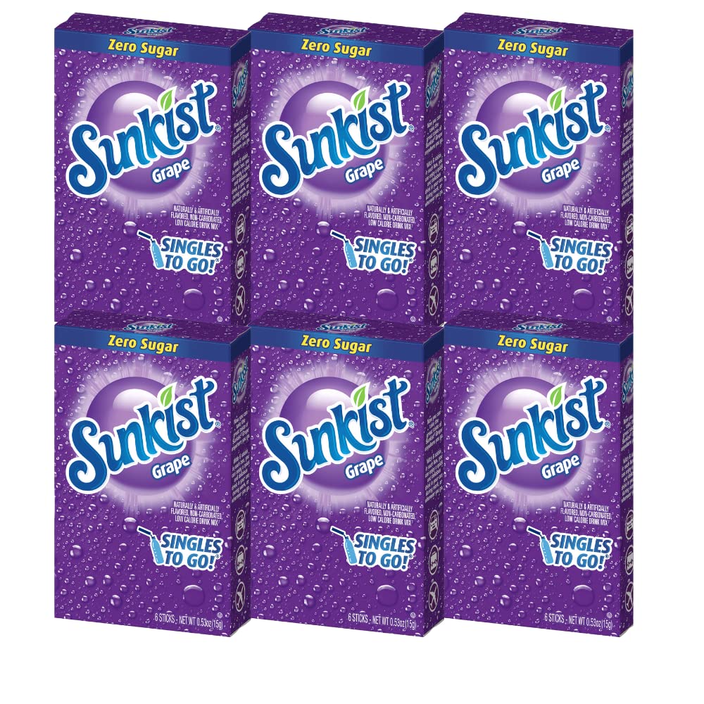Singles To Go Sunkist grape packet ready to pour into a water bottle for on-the-go flavor.