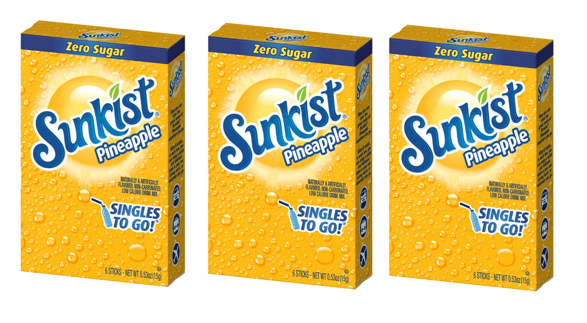 SINGLES TO GO Sunkist Pineapple packets for on-the-go flavor