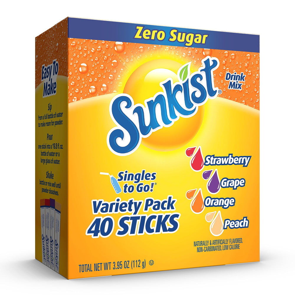 SINGLES TO GO Sunkist Soda Variety Pack bottle shot, convenient on-the-go flavor in a sugar-free mix