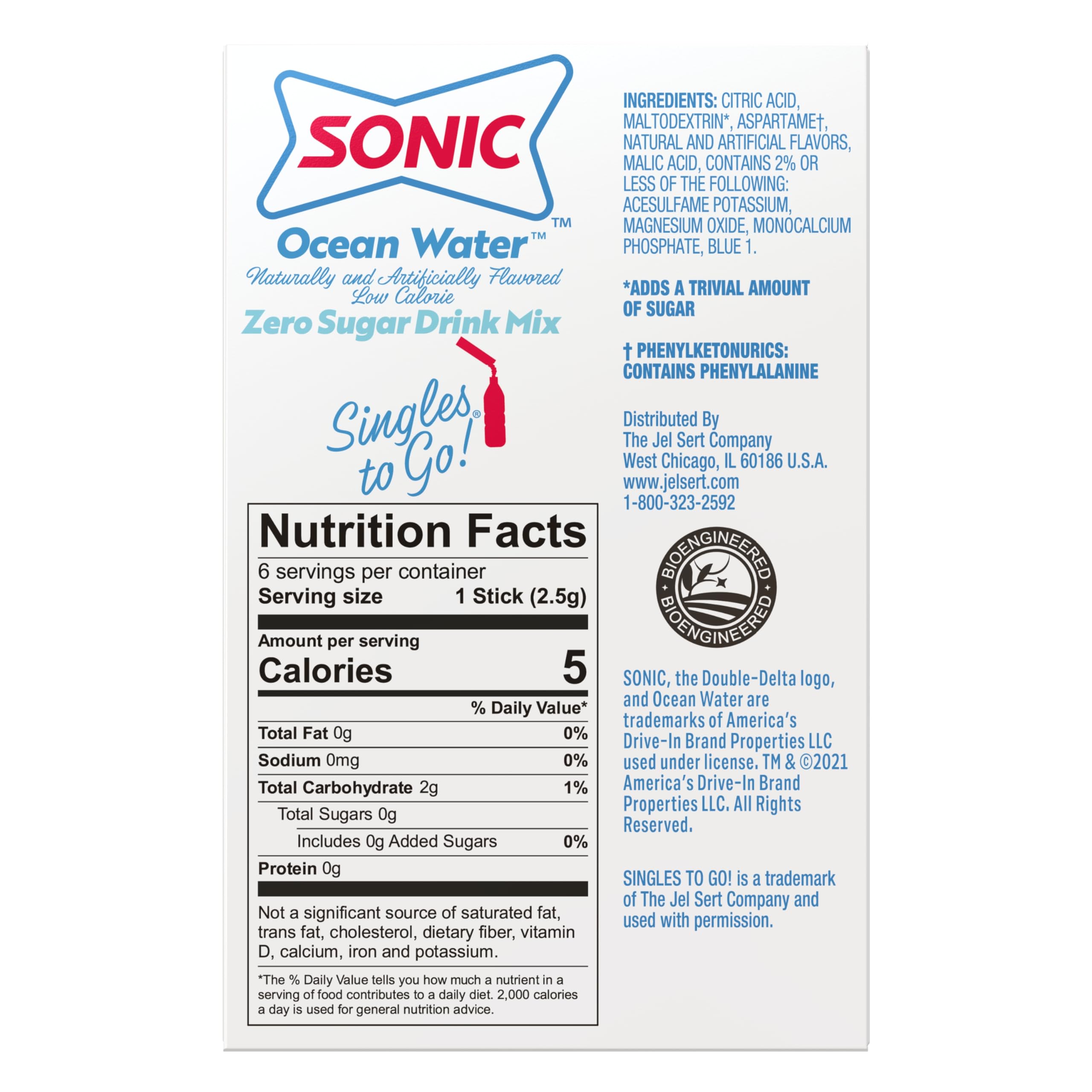 SINGLES TO GO! Travel-friendly Sonic drink mix pack display