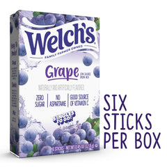 Welch's grape powder dissolves quickly in water for a refreshing sip.