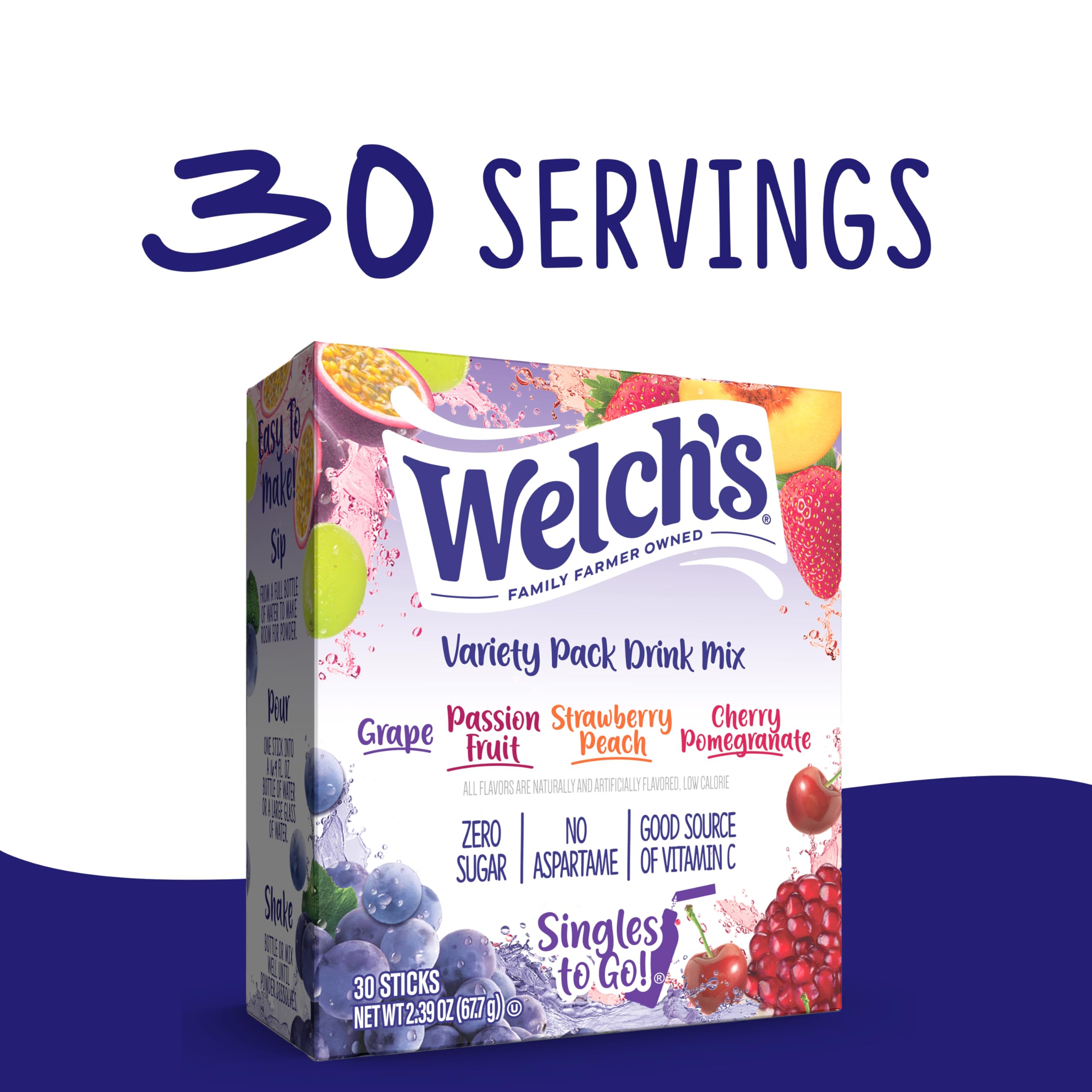 Welch's Singles To Go! pour into glass for refreshing water.