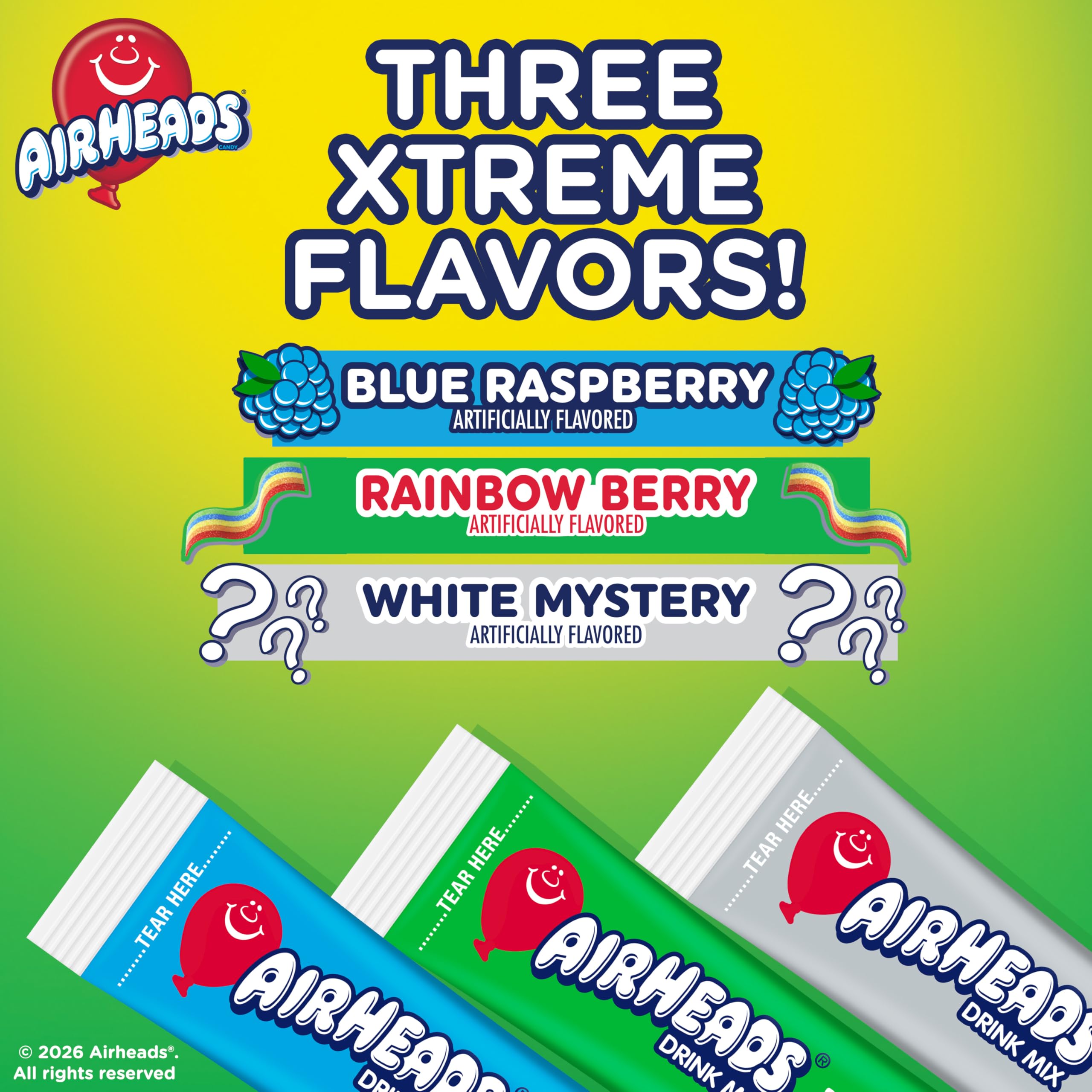 SINGLES TO GO Airheads Xtreme Blue Raspberry dissolving in water.