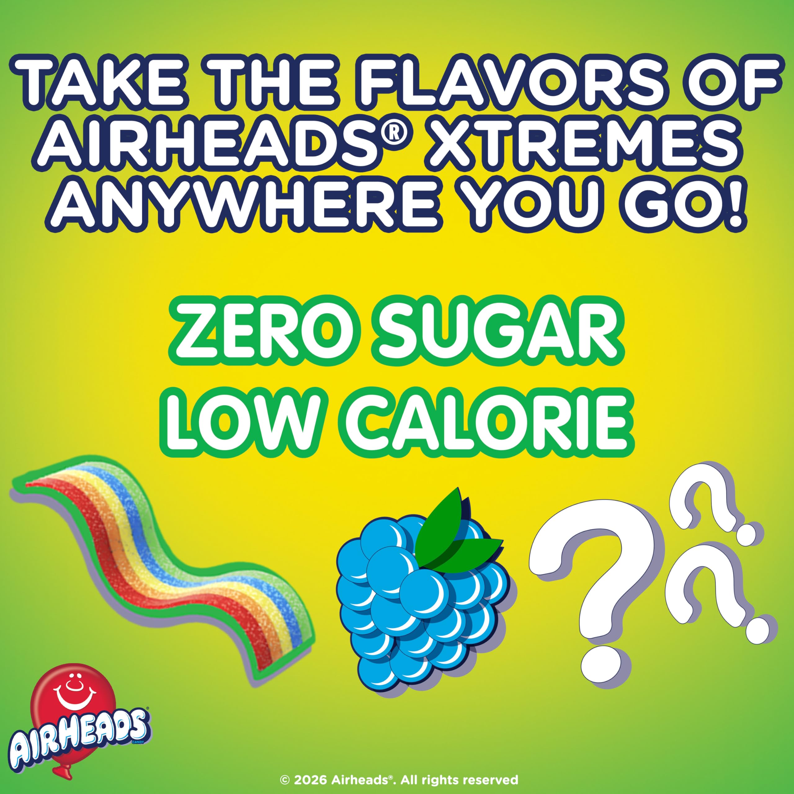 SINGLES TO GO Airheads Xtreme Rainbow Berry packaging for on-the-go hydration.