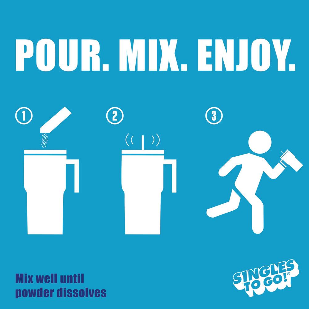 SINGLES TO GO! ICEE blue raspberry box set highlights 72 servings for extended refreshment.
