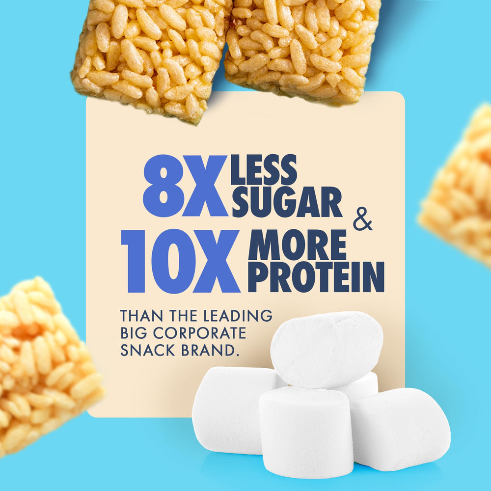 Sinless Snacks Marsh Mallow Krisp nutrition label highlights 2g net carbs and 10g protein.