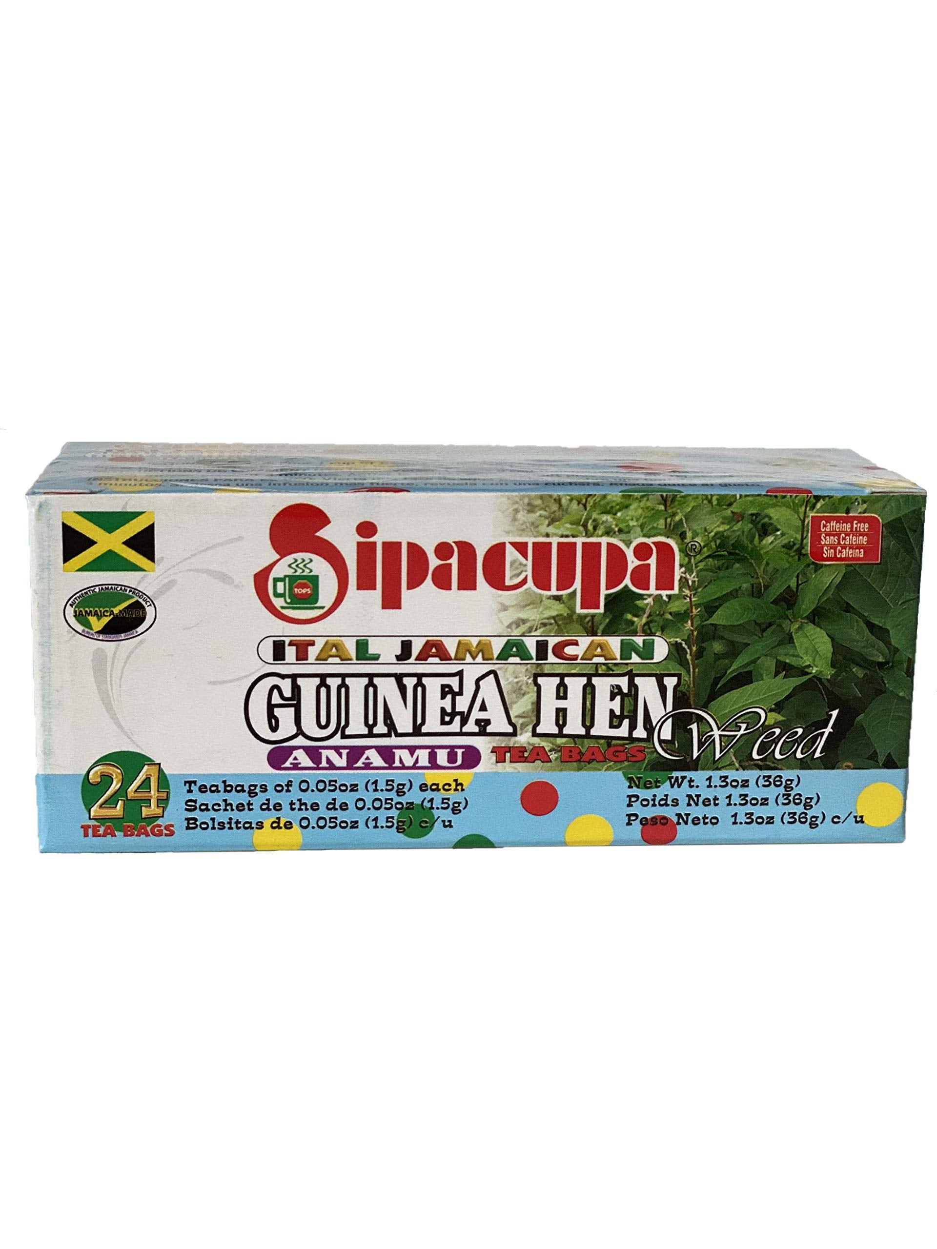 SIPACUPA Anamu Tea box front showing 24 caffeine-free bags for a daily herbal ritual