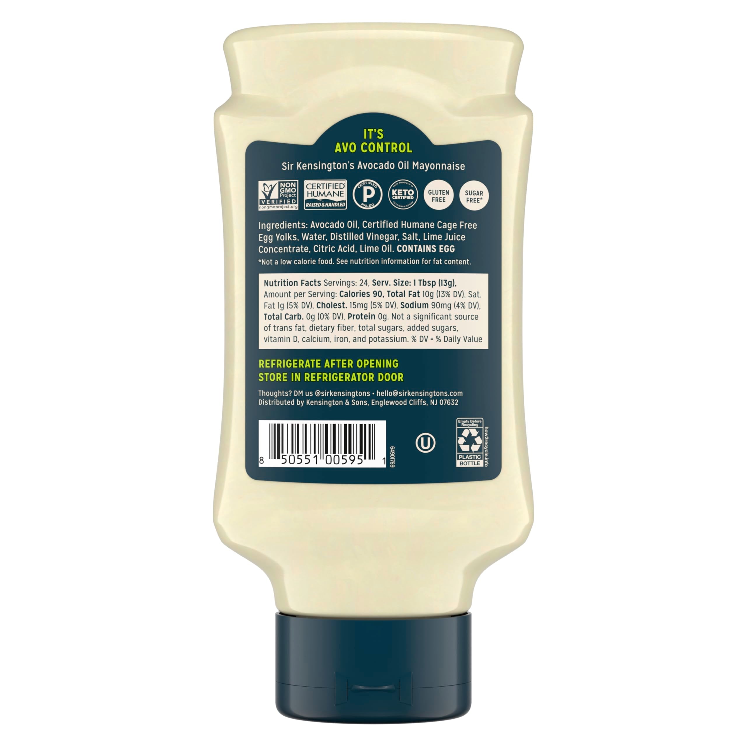 Sir Kensington's Avocado Oil Mayo gluten-free badge visible on label
