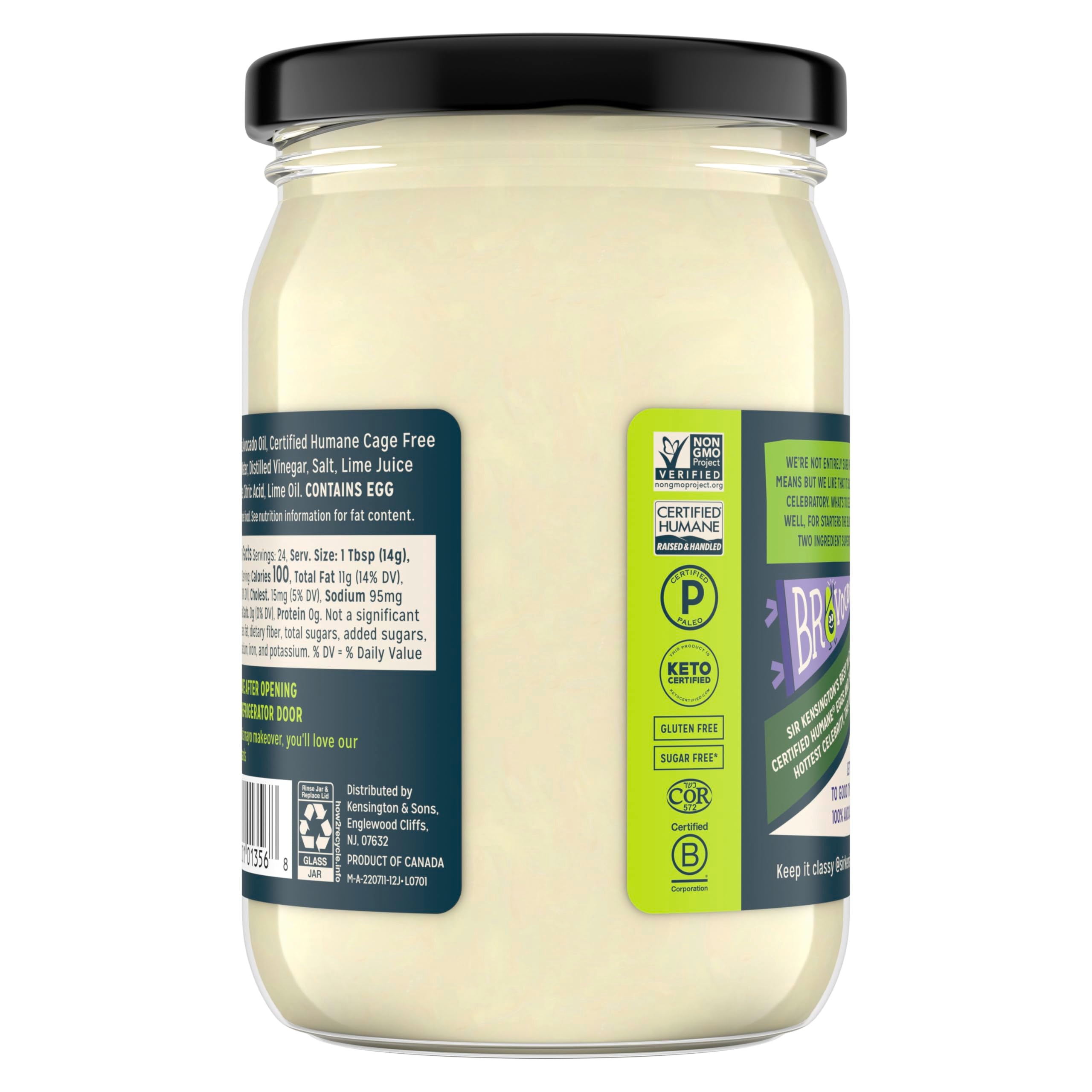 Close-up of Sir Kensington's Avocado Oil Mayo ingredients showing avocado oil.