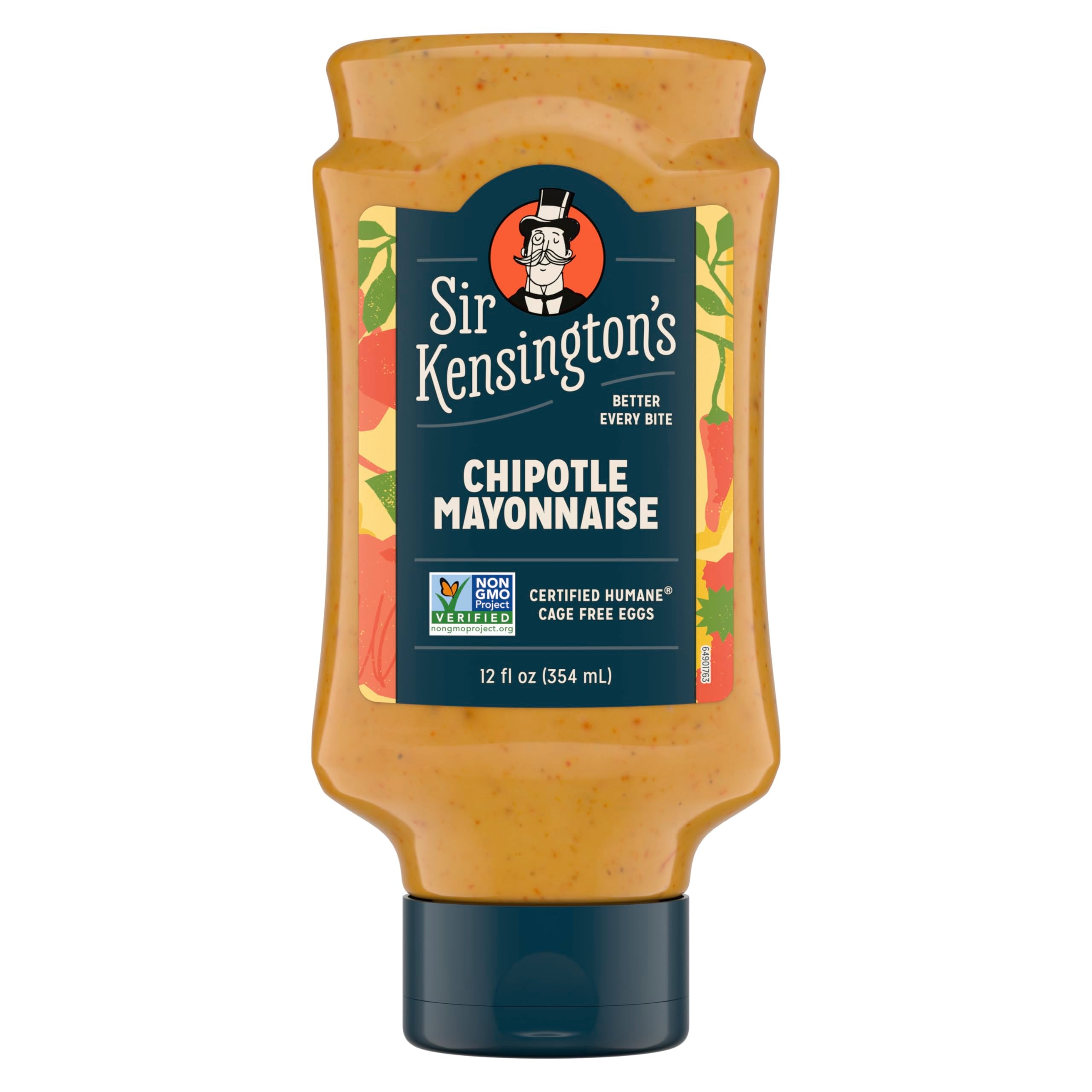 Sir Kensington's Chipotle Mayo jar front view shows a creamy, smoky spread ideal for sandwiches.