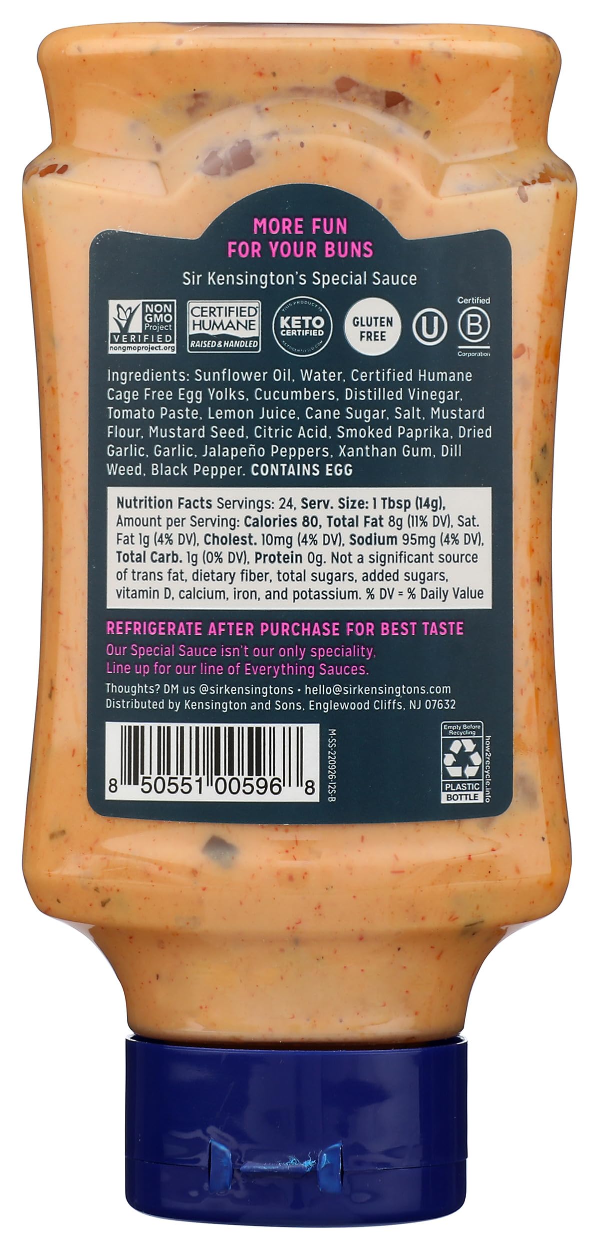 Sir Kensington's Special Sauce being dipped on a plate, enhances flavor.