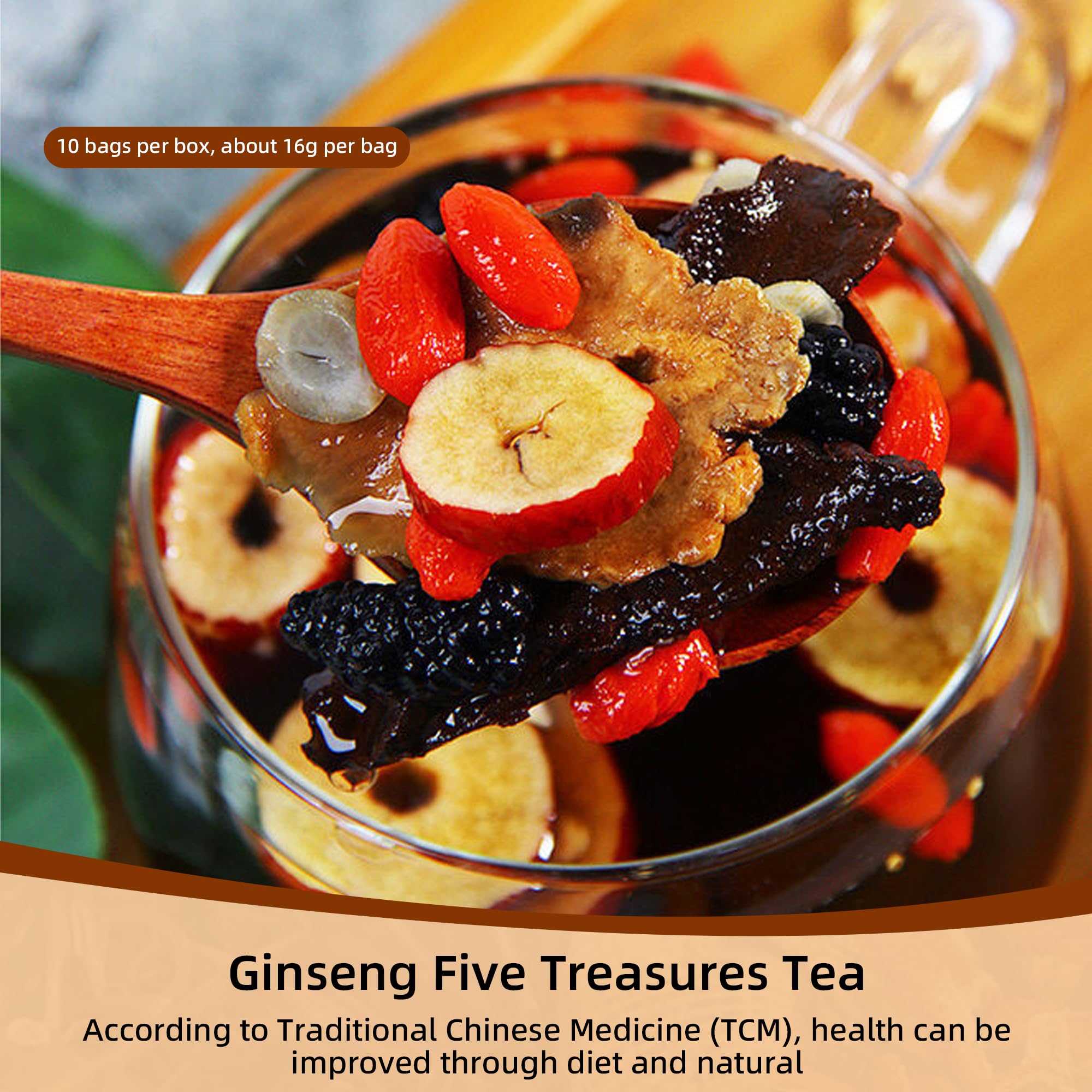 SIRDIKA Ginseng Five Treasures ingredients montage highlights herbs