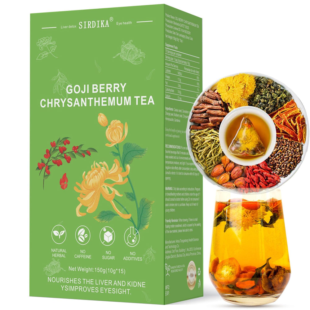 SIRDIKA Goji Chrysanthemum tea bags pack—premium blend for daily wellness.