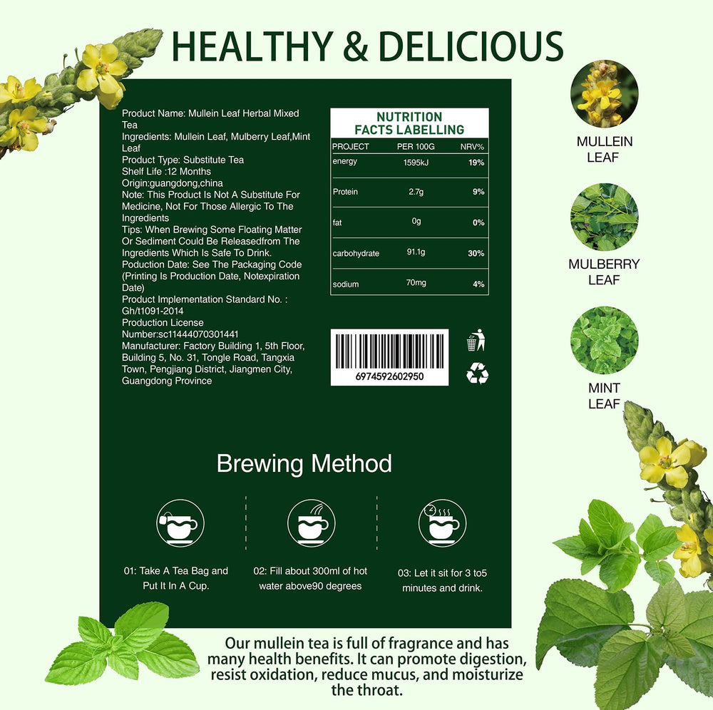 SIRDIKA Mullein tea with mint leaves for refreshing aroma