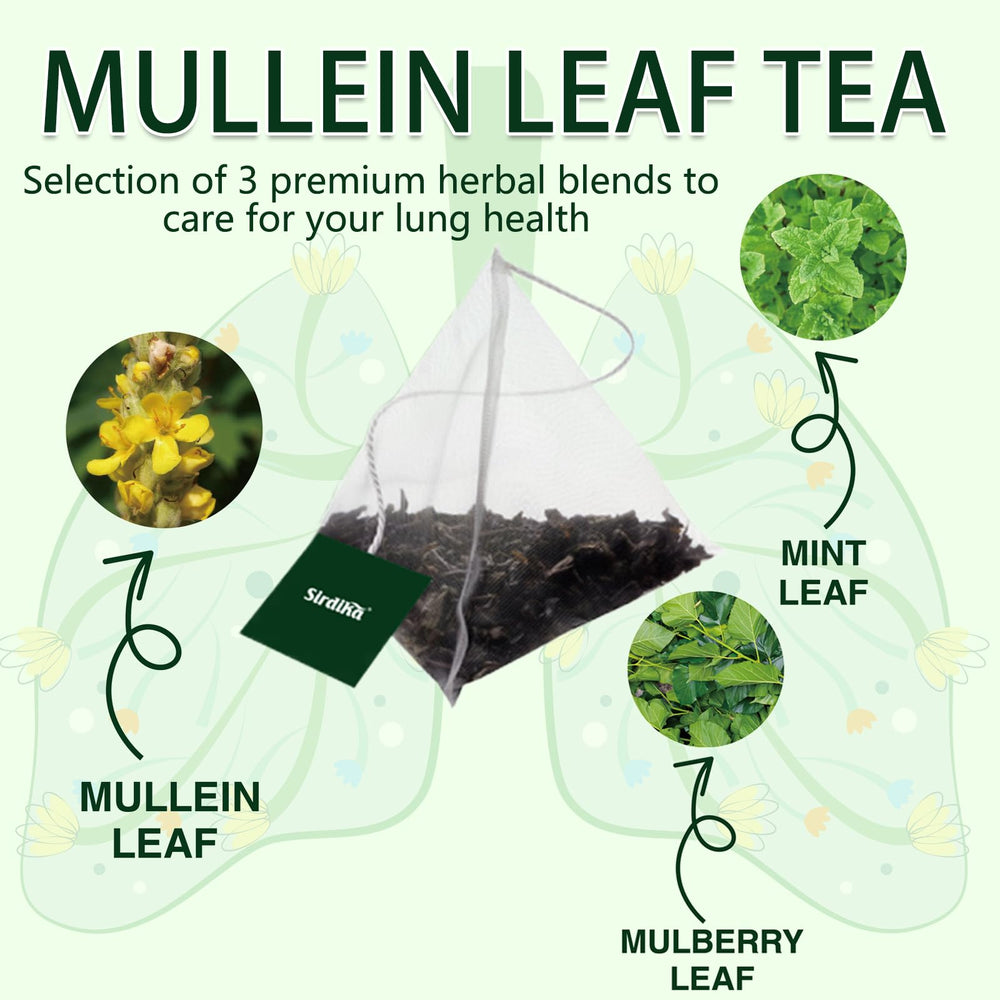 SIRDIKA Mullein tea bag close-up with mulberry leaf for daily support
