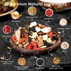 SIRDIKA ten-ingredient blend close-up highlights natural herbs and roots.