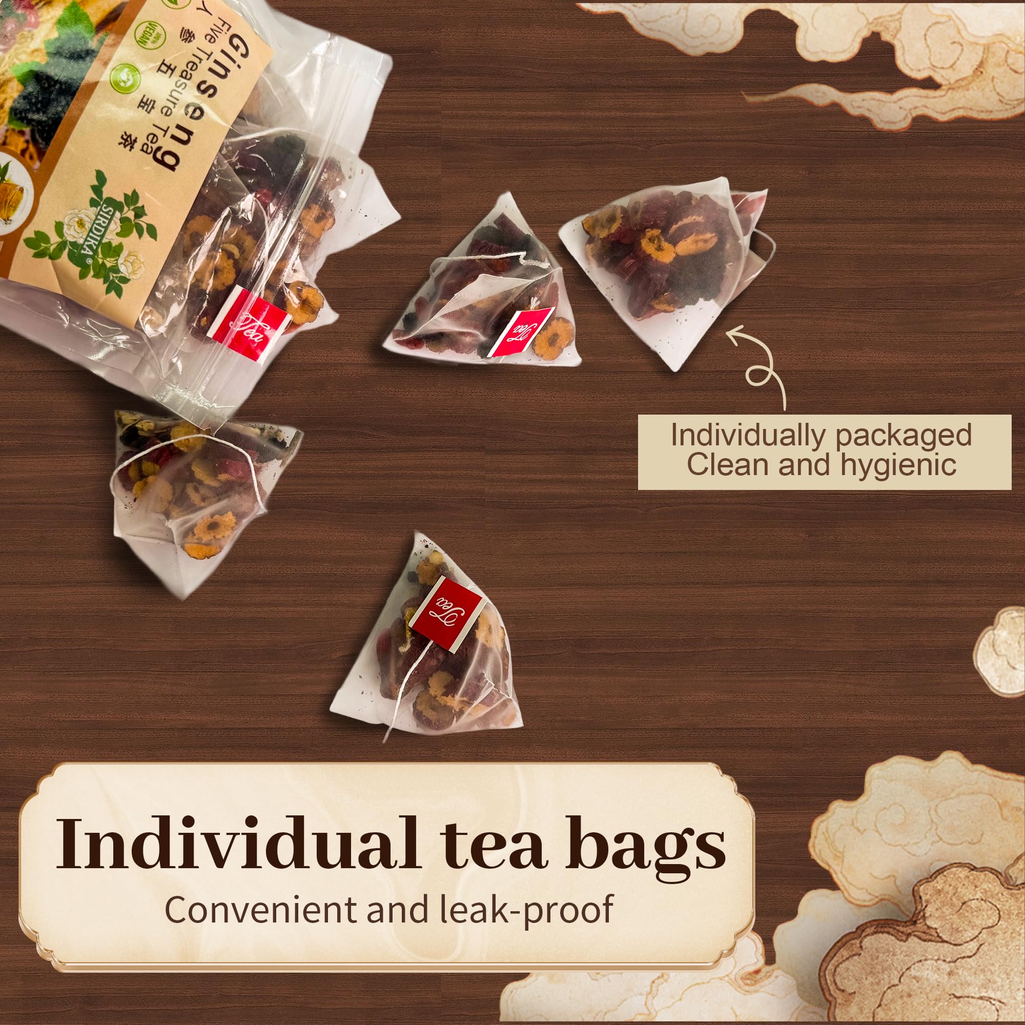 SIRDIKA triangular tea bags in cup during infusion for even flavor release.