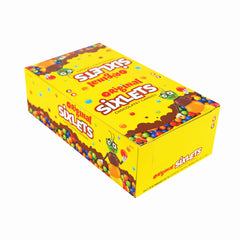 Sixlets closeup of colorful spheres, perfect snack for lunches and celebrations.