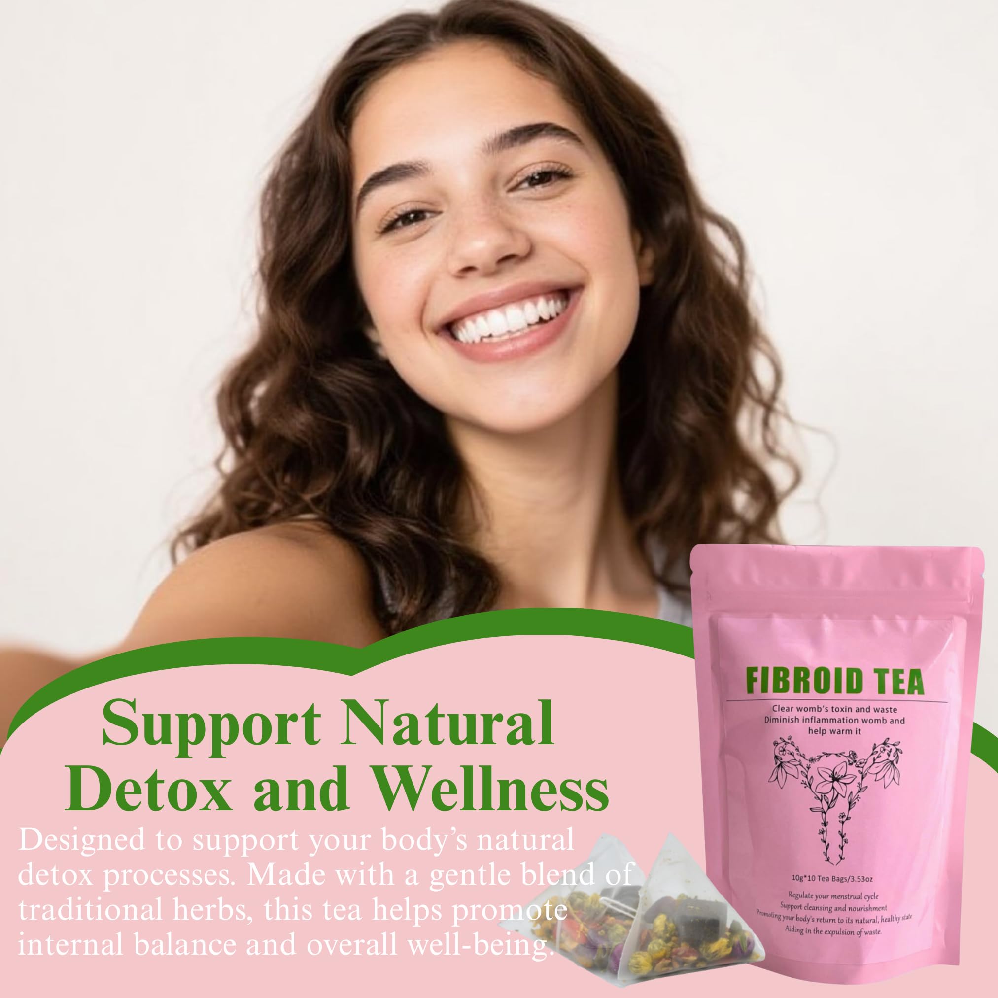 Siyolaherb Fibroid Tea rose-flavored blend close-up for gentle taste.