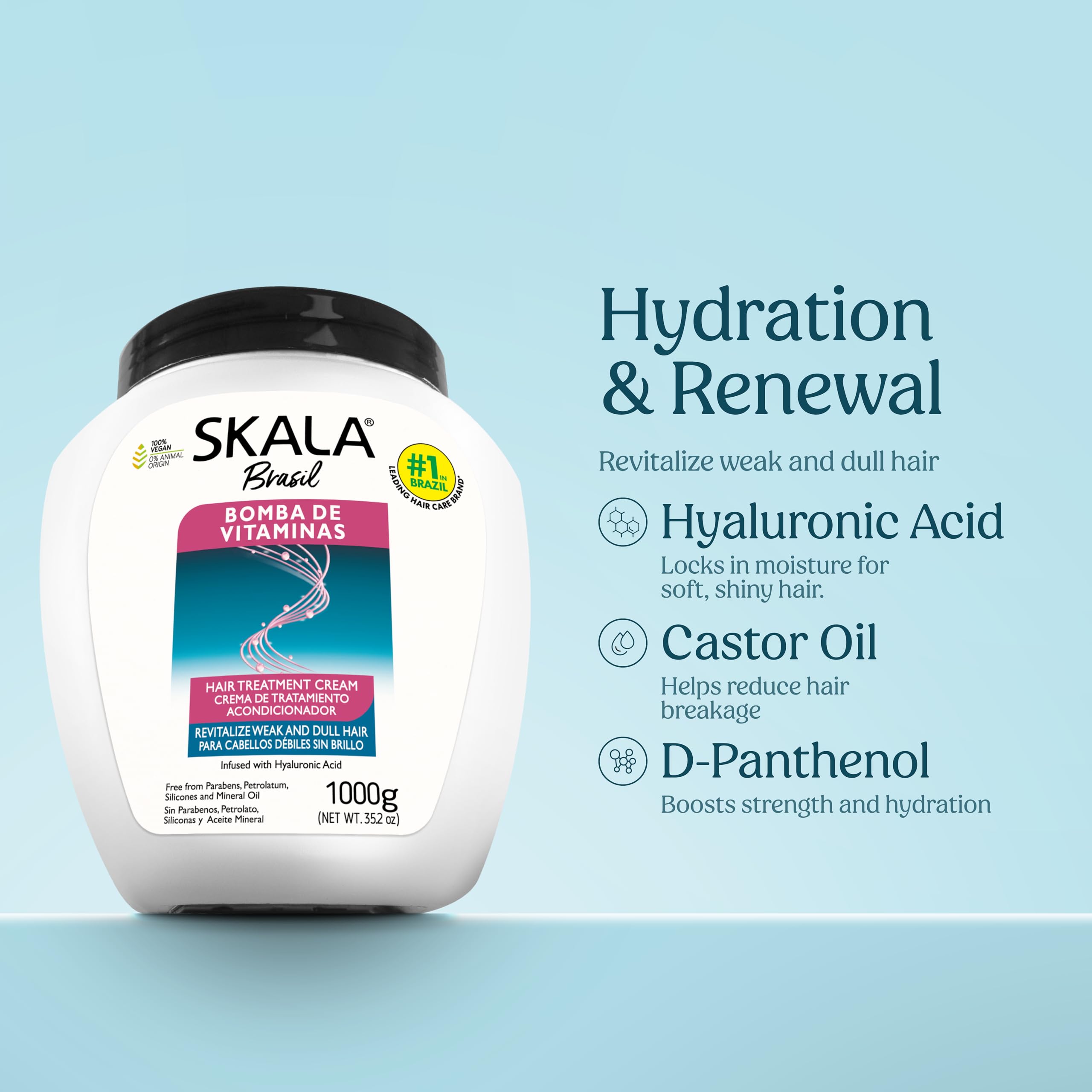 SKALA Hair Treatment Cream Vitamin Bomb application close-up demonstrates easy distribution