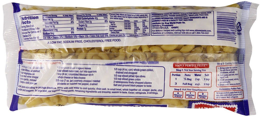 Skinner Large Elbow Macaroni in a serving bowl with sauce, ideal for easy mac and cheese.