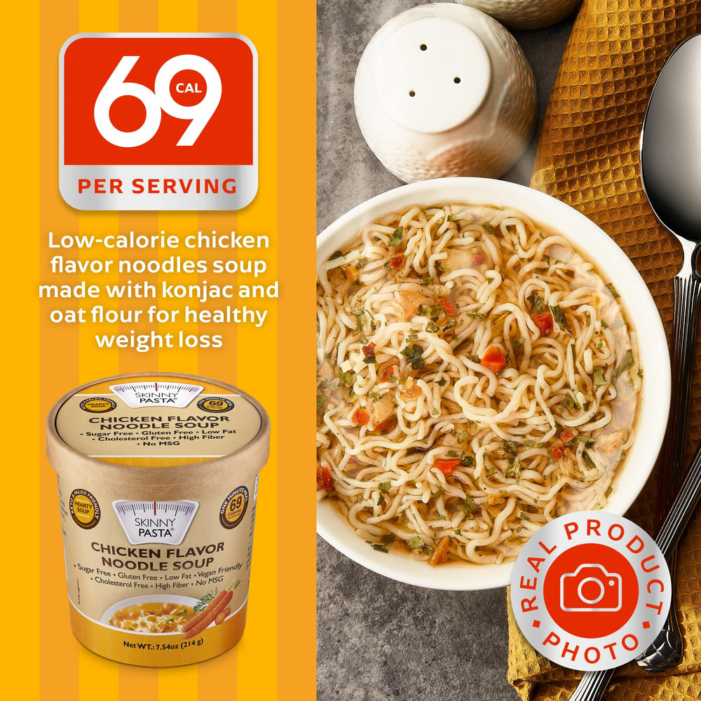 Skinny Pasta instant soup bowl ready in minutes for desk lunches.