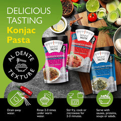 Skinny Pasta spaghetti strands offer keto-friendly pasta alternative.