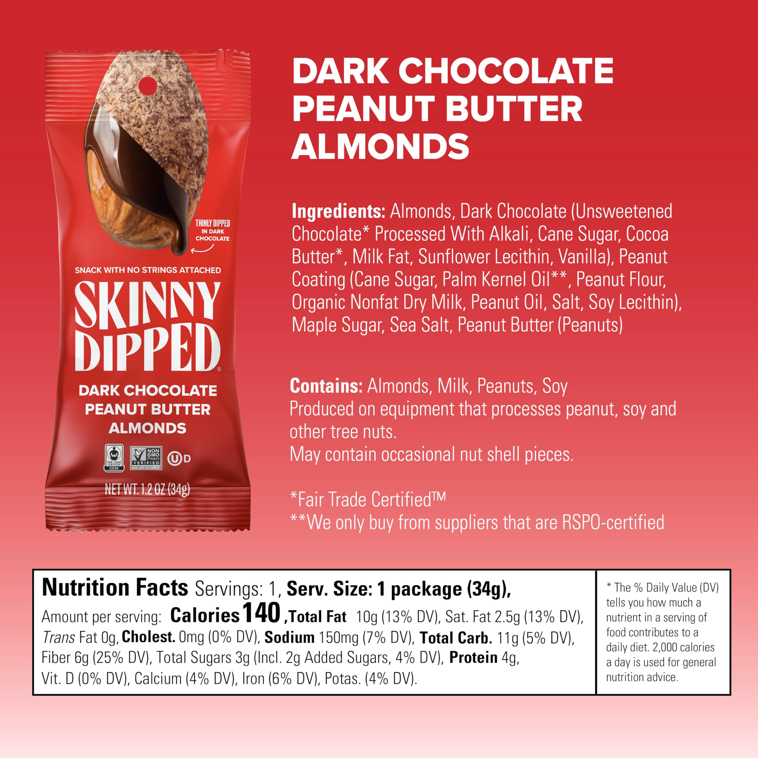 SKINNYDIPPED roasted almonds close-up—crunchy texture with toasty aroma.